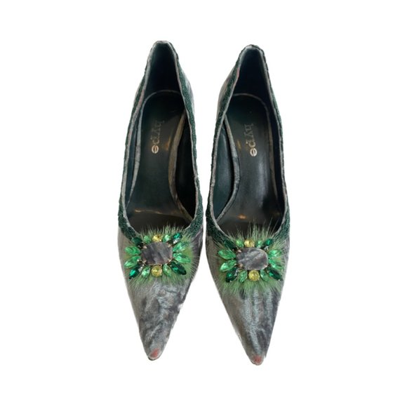 Hype Green Velvet Heels - Picture 1 of 5